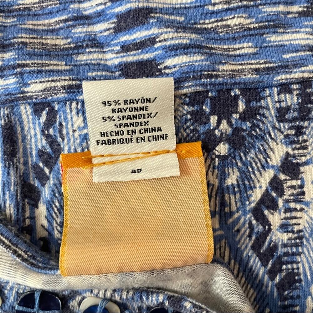Ruby Rd. Top Patterns Tee Side Tie Button Collar - Picture 8 of 9